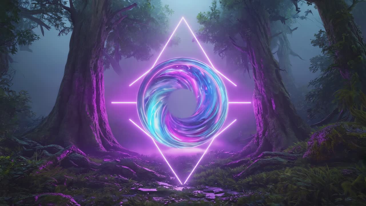 Neon Portal in the Forest