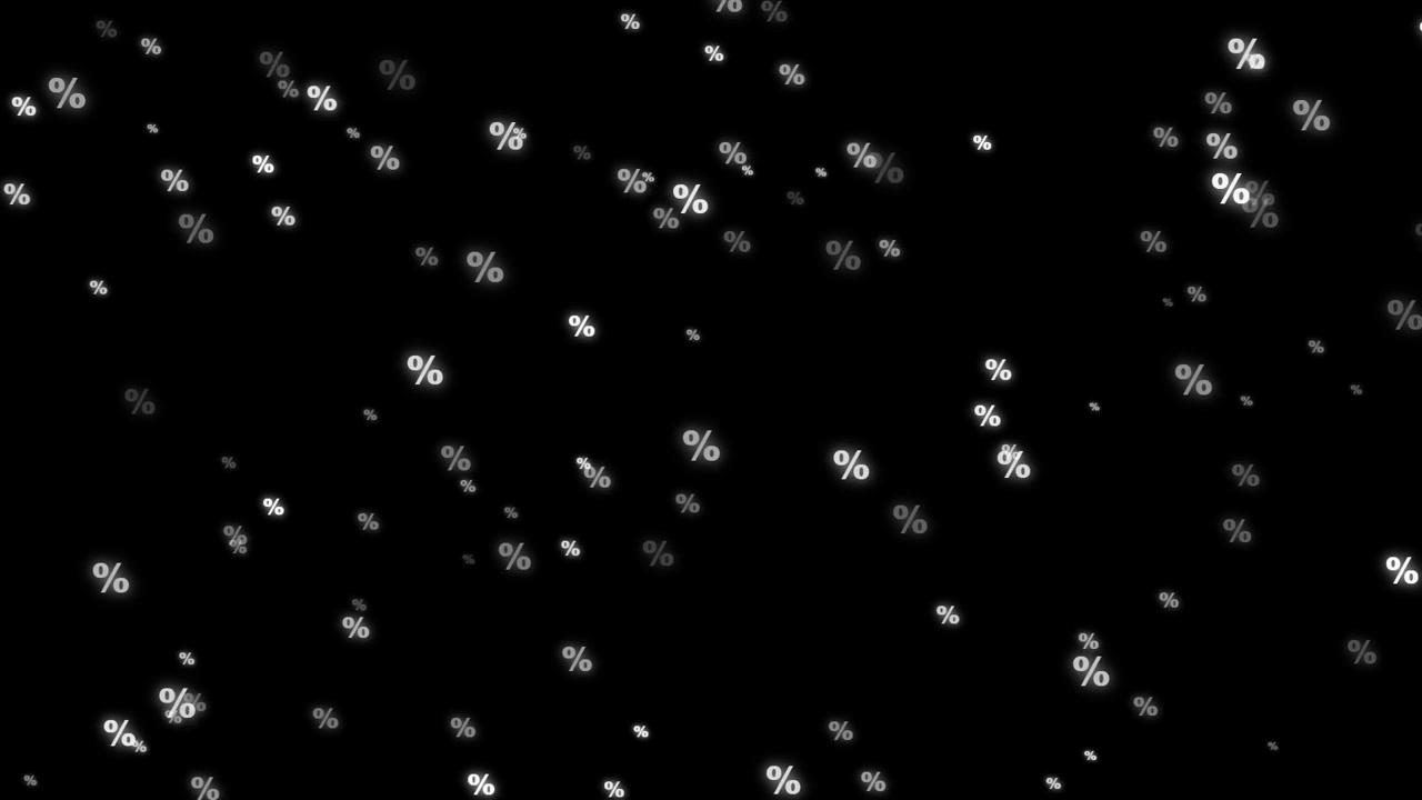Falling Percentage Symbols on Black Background