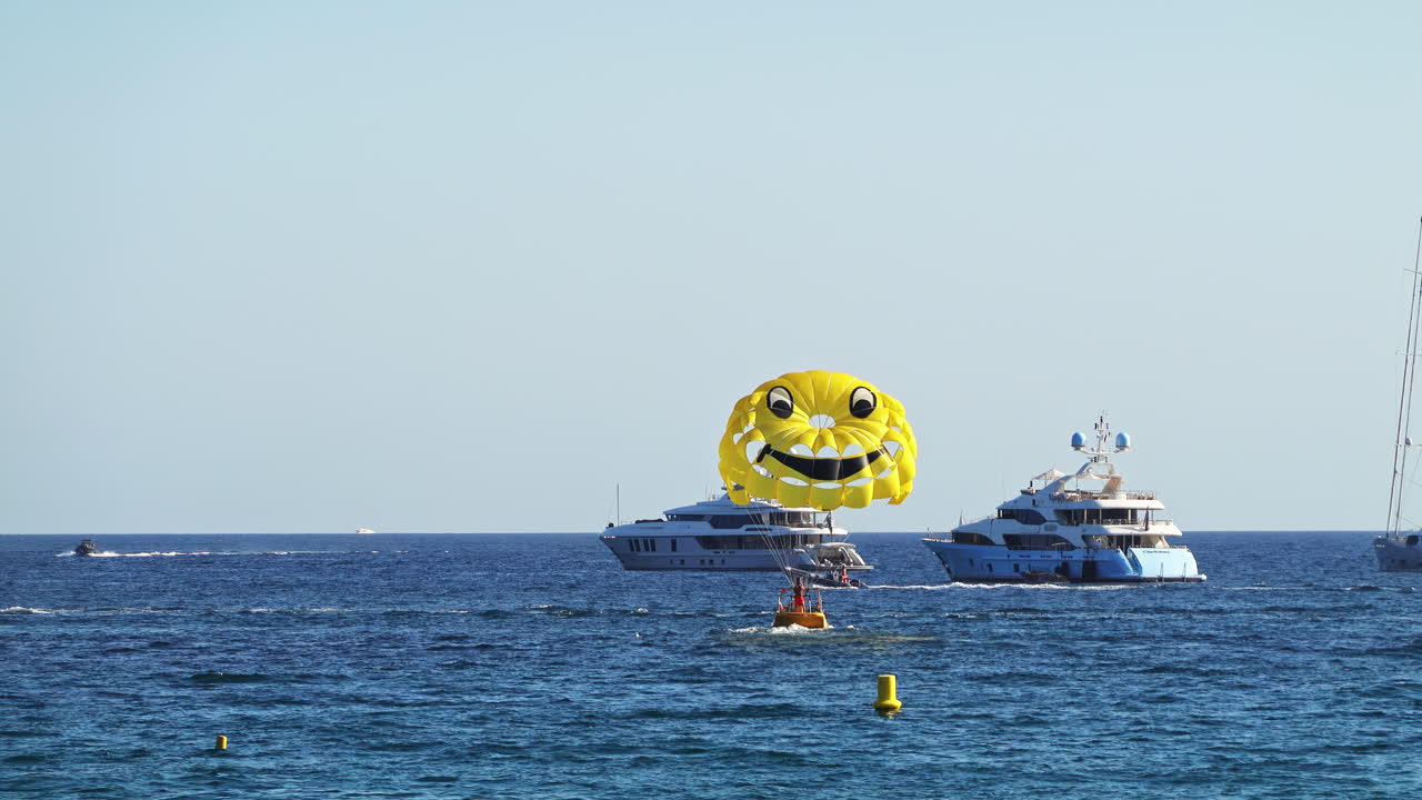 Different types of boats moving on the sea in Cannes, France