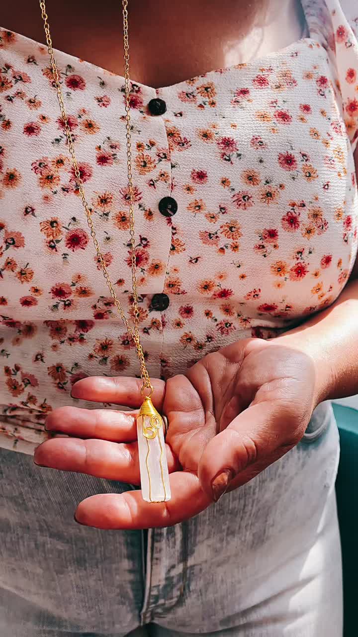 Gold Necklace with Crystal Pendant