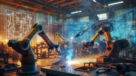 industrial robots welding with augmented reality