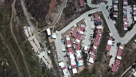 aerial view of a hillside settlement