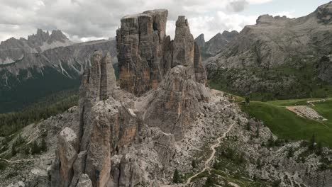 scenic view of cinque torri dolomiti alps, italy