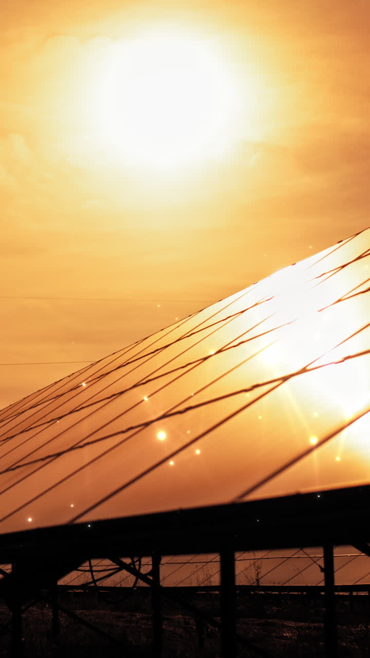 Vertical video solar panel sunset