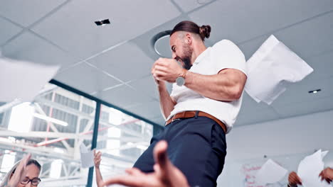 businessman, dance celebration
