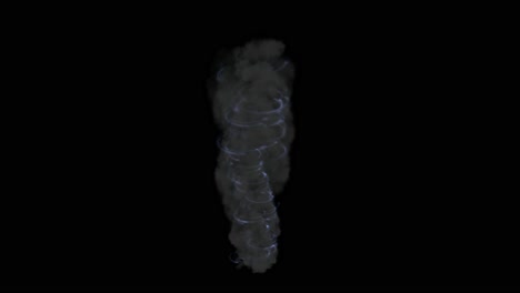 thick black smoke with blue electric swirl on black background, 2d visual effects animation