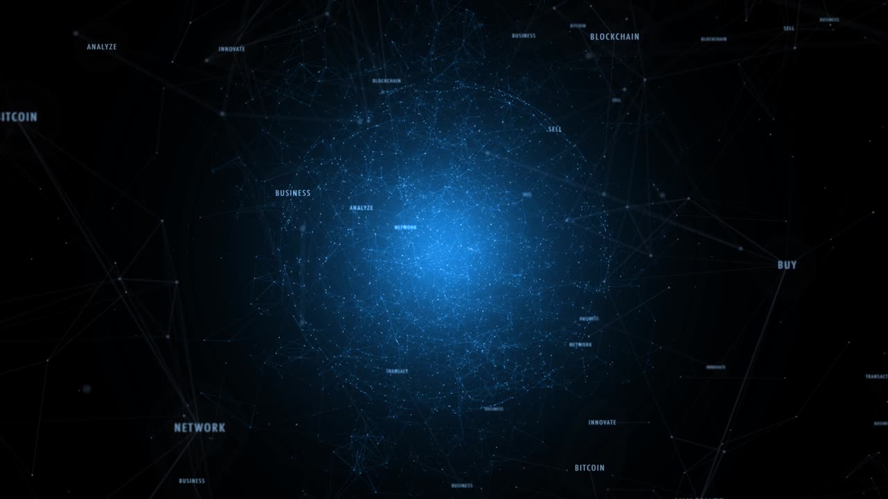 Digital business world with sphere motion