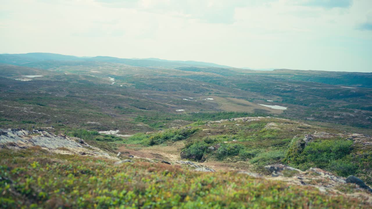 노르웨이 트론델라그 카운티 인드레 포센의 스쿠르벤에서 하이킹 트레일을 따라 시골 풍경