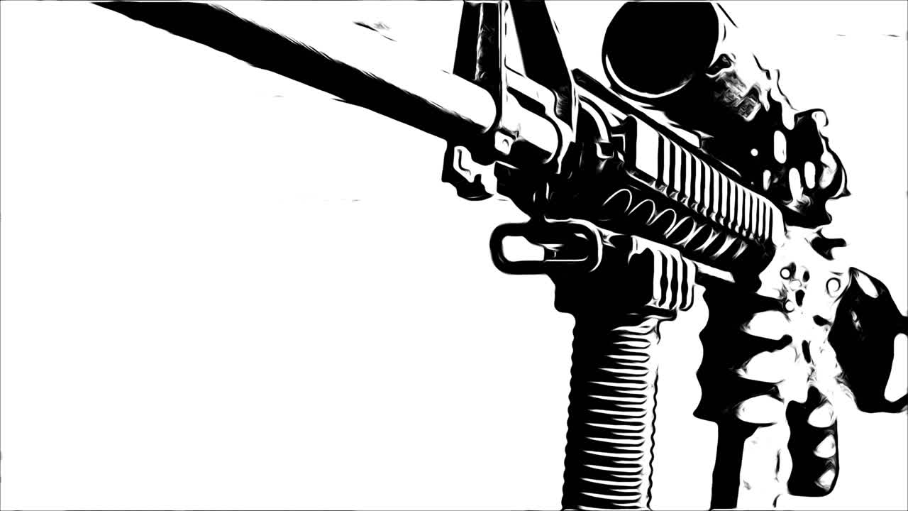 animación en blanco y negro de un rifle ar15