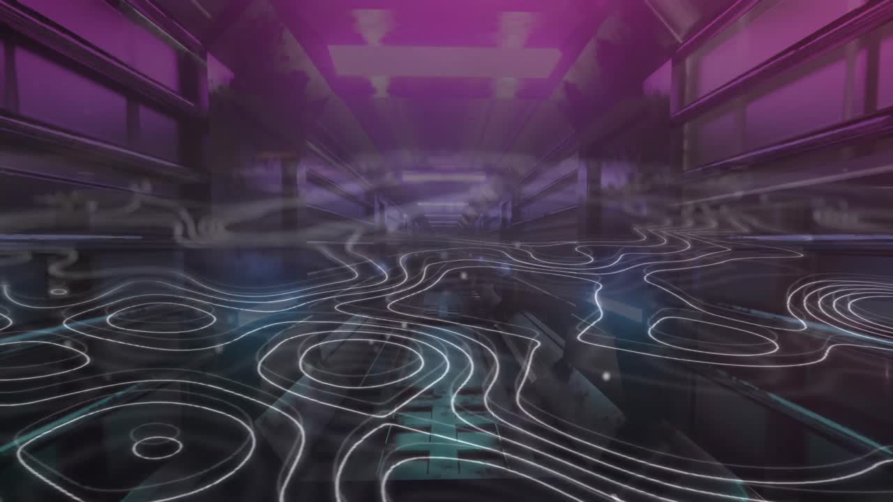 animación de formas en movimiento sobre un túnel digital