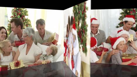 montage of various familes celebrating christmas