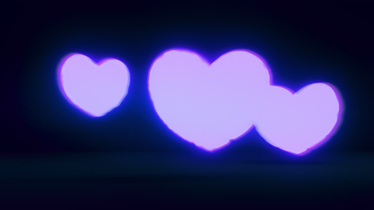 Blue energy heart shapes on a dark background
