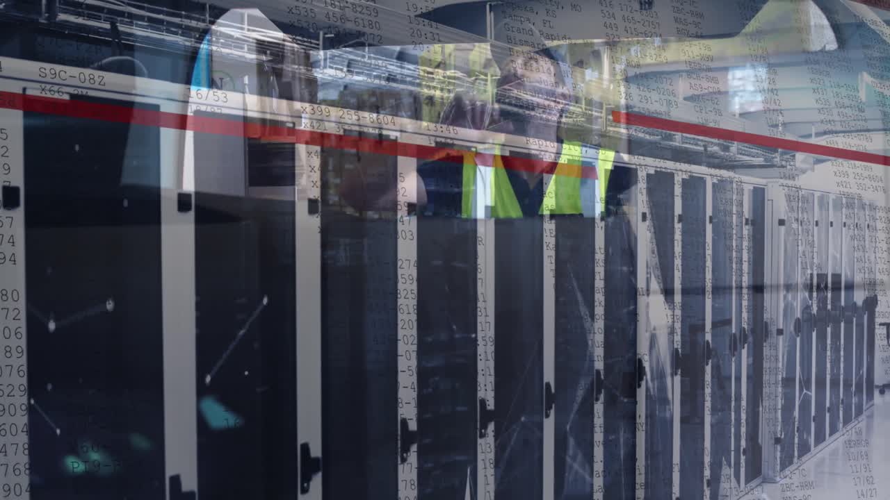 서버의 애니메이션을 통해 백인 남성 창고 노동자