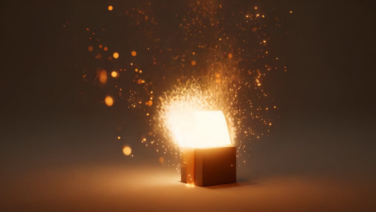 A Mysterious Box Emits a Beautiful Display of Light and Sparkles, Transforming the Atmosphere with Magical Particles Dancing in the Air and Creating a Mesmerizing VisualEffect