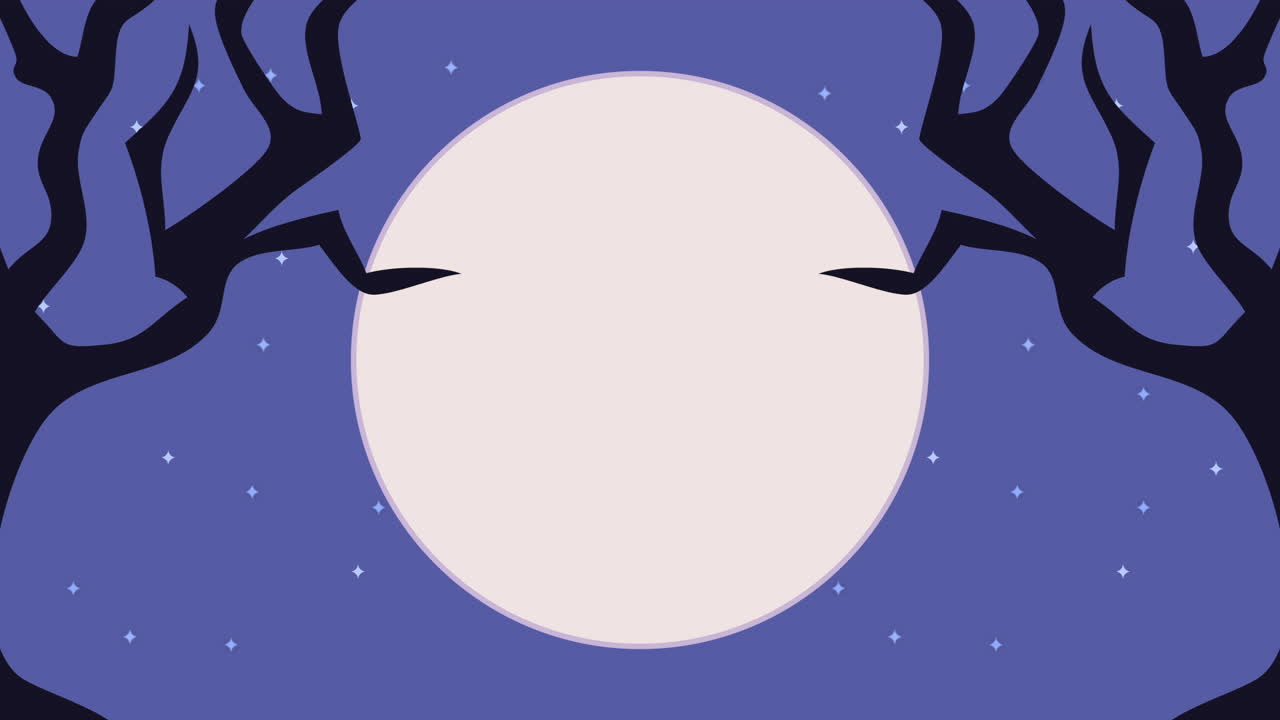 feliz animación de halloween con la bruja volando