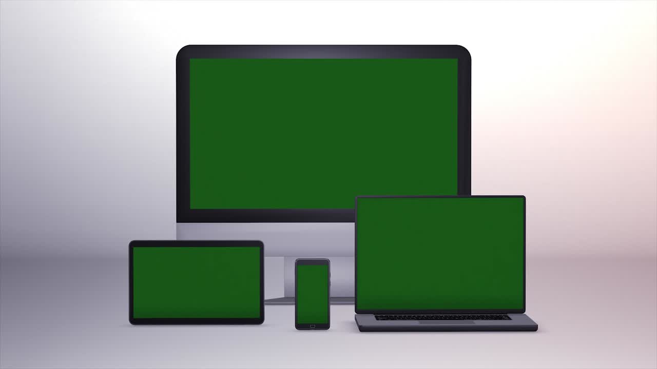 컴퓨터, 태블릿, 스마트폰 녹색 화면