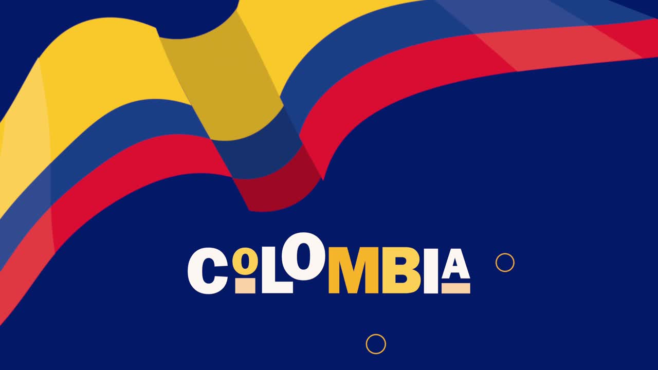 colombia country lettering with flag
