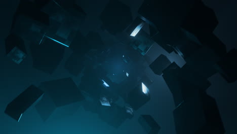 futuristic teal looping and rotating tunnel animation