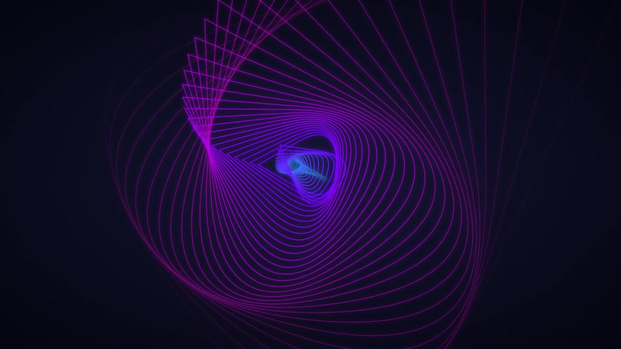 Abstract Rotating Geometric Spiral with Neon Purple and Blue Lines