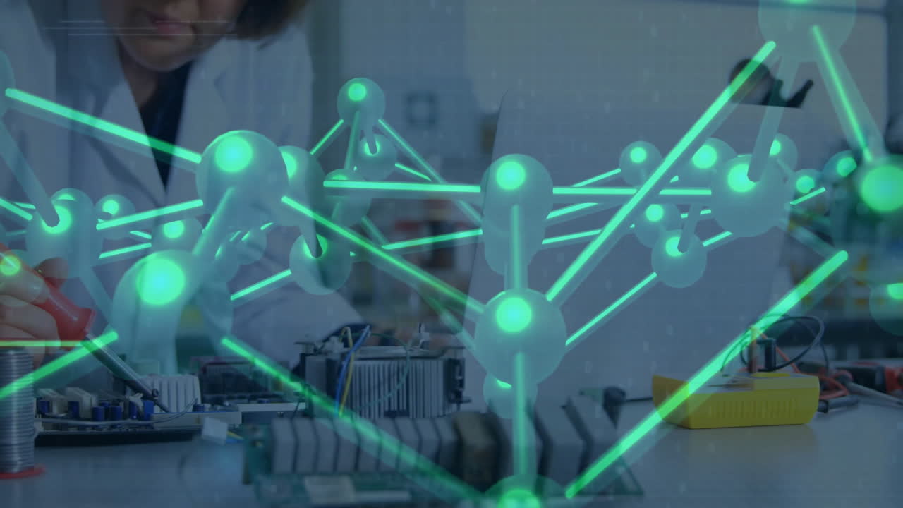 con electrónica, científico que estudia la animación de redes neuronales en el laboratorio