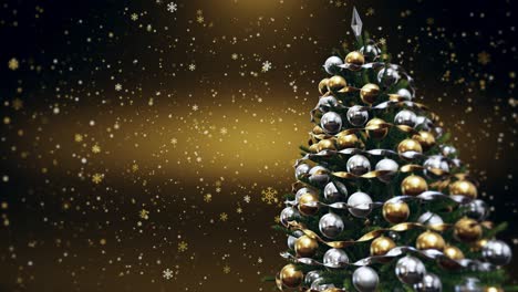 christmas tree with shiny lights and golden background loop