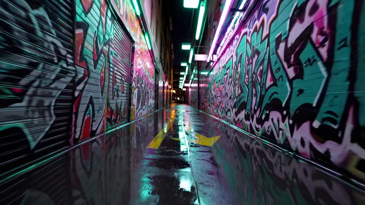 Neon Graffiti Alley at Night
