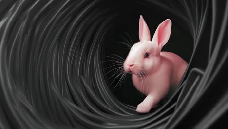 pink rabbit in a black tunnel