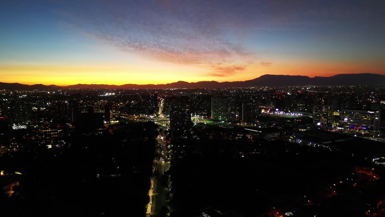 sunset in buildings and houses of the commune of Florida, country of Chile