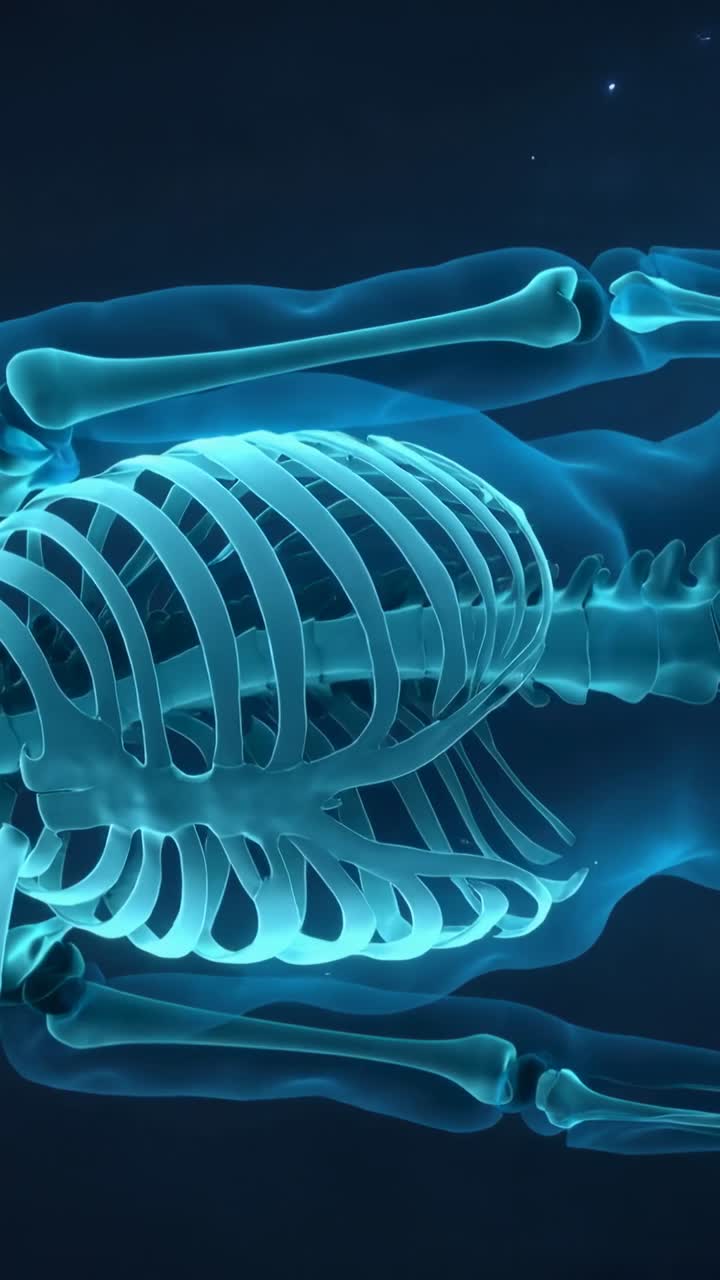 Glowing 3D Human Skeleton X-Ray Animation