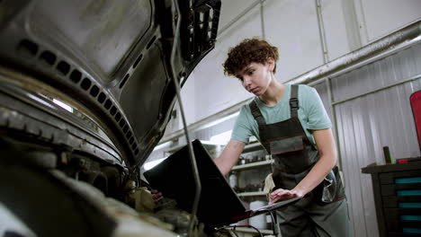 woman working on a garage