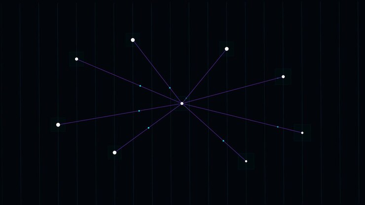 Abstract Digital Network Connection Animation with Glowing Nodes