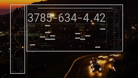 animation of digital data processing over cityscape