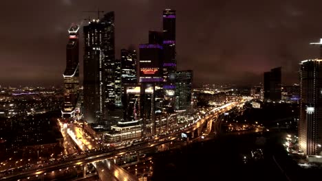 aerial city view at night