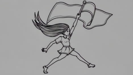 cartoon woman holding a flag