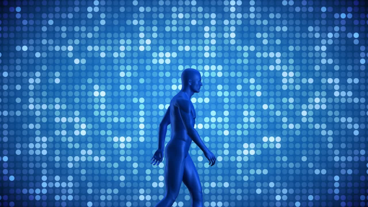 animación digital de la representación del hombre caminando