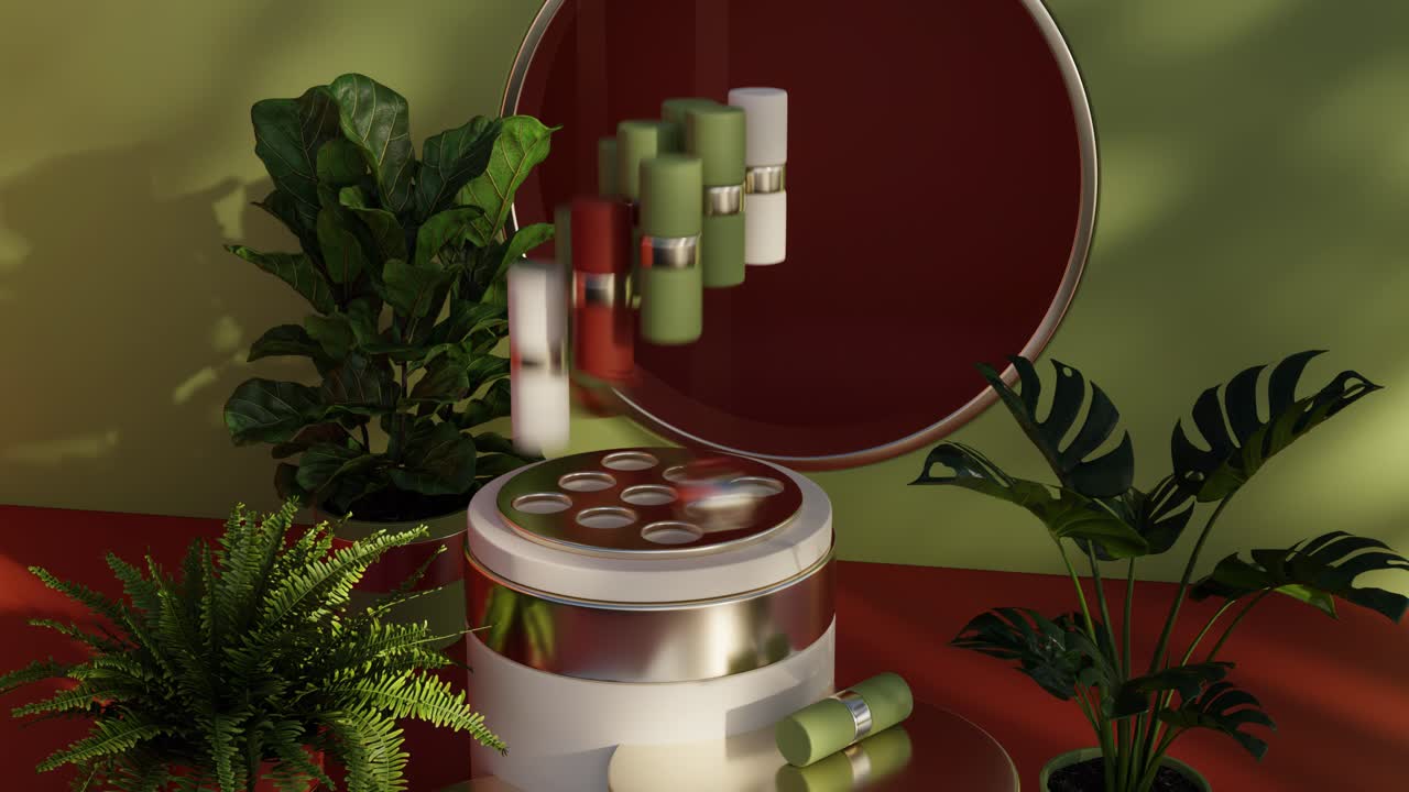 Still Life with Plants and Abstract Shapes