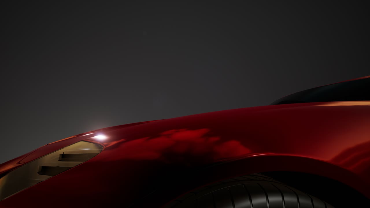 coche deportivo de lujo en un estudio oscuro con luces brillantes