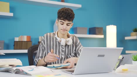 estudiante estudiando en línea.