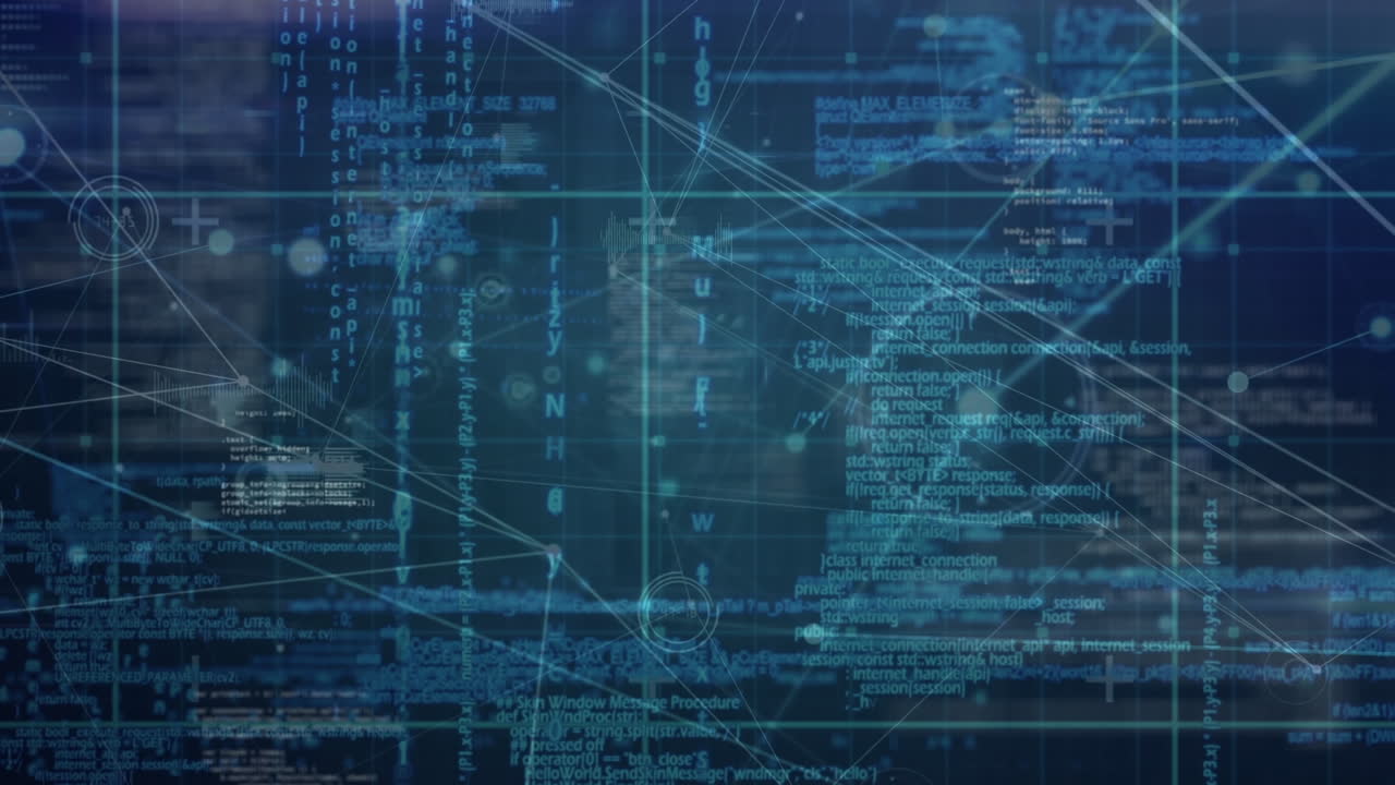 animación del procesamiento de datos, red de conexiones y red