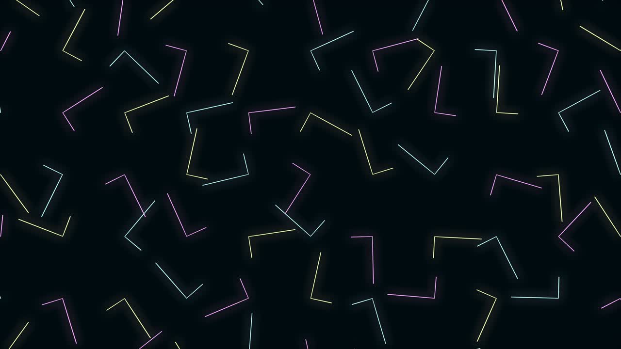 líneas dinámicas en movimiento caótico con brillo de neón, divergentes al azar del centro y girando rítmicamente. ilustración 3d, renderización 3d.