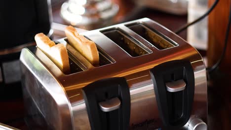 person toasting bread in a toaster