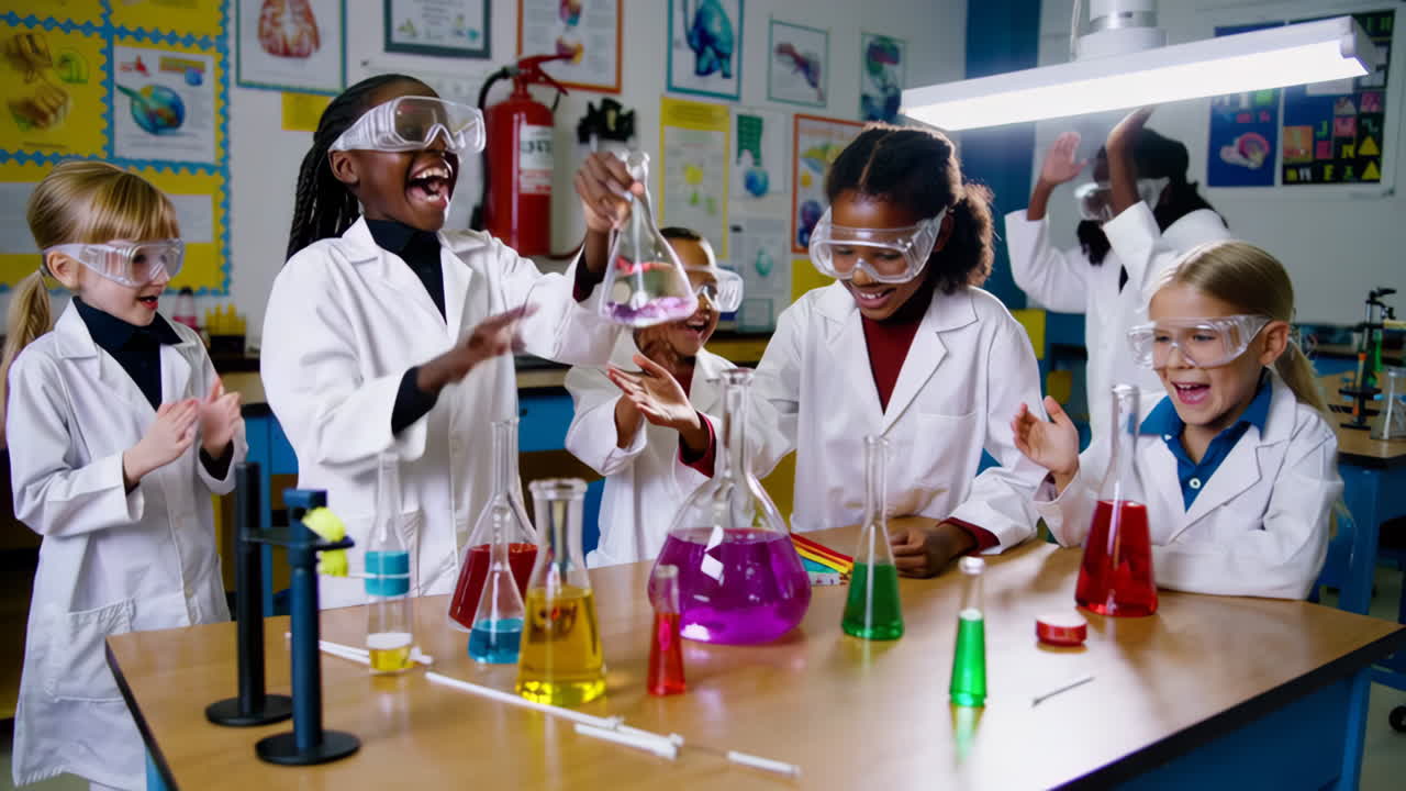 Children Experimenting in Science Class