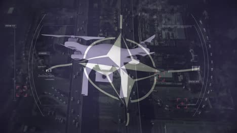 Animación-De-Drone-Sobre-La-Bandera-De-La-OTAN.