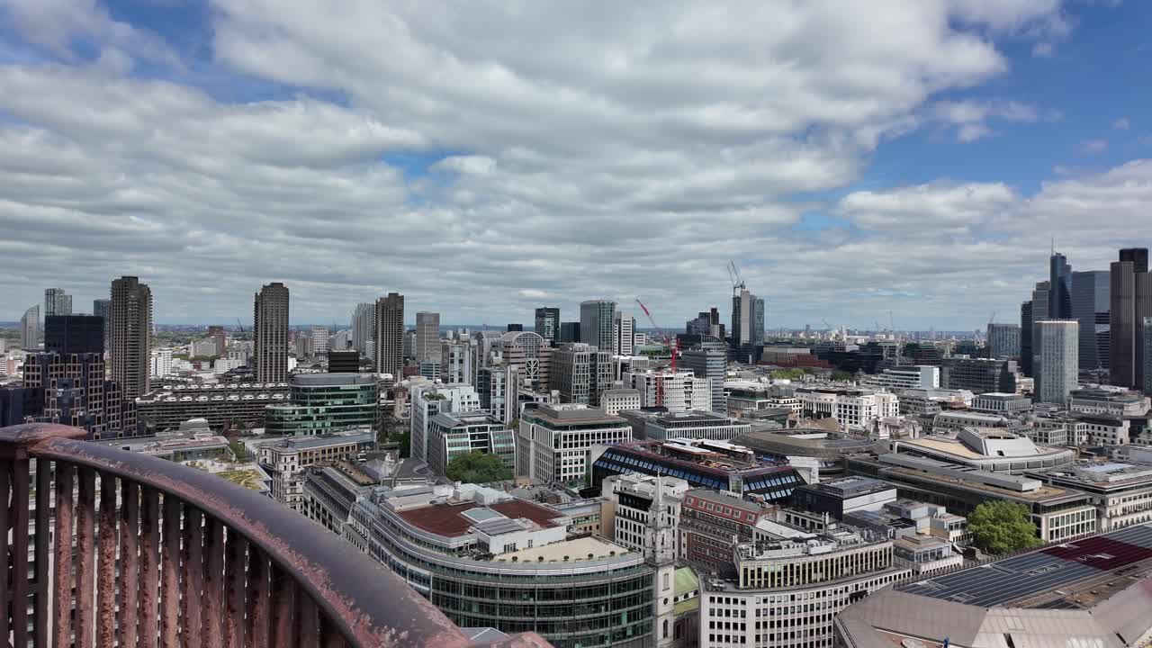 aerial panorama of the City of London from the top of St. Paul's observation ledge at in England