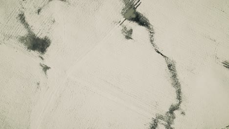 snowy farm drone shot - vancouver island, westcoast, canada