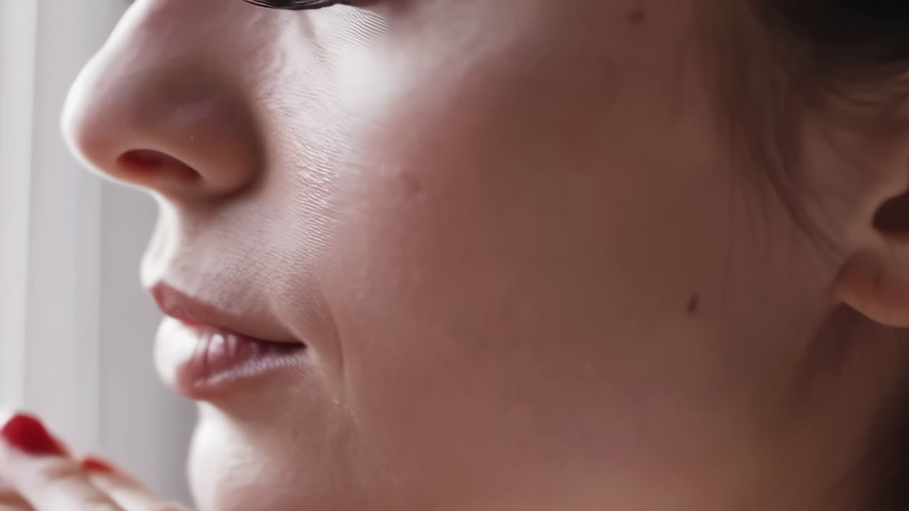 メイクアップをした女性の顔のクローズアップ