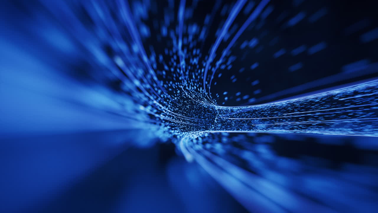 el fondo de partículas digitales que fluyen, renderización en 3d.