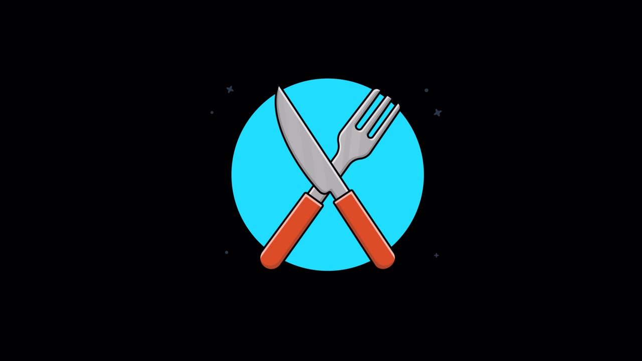 Animated Cartoon Knife and Fork Icon