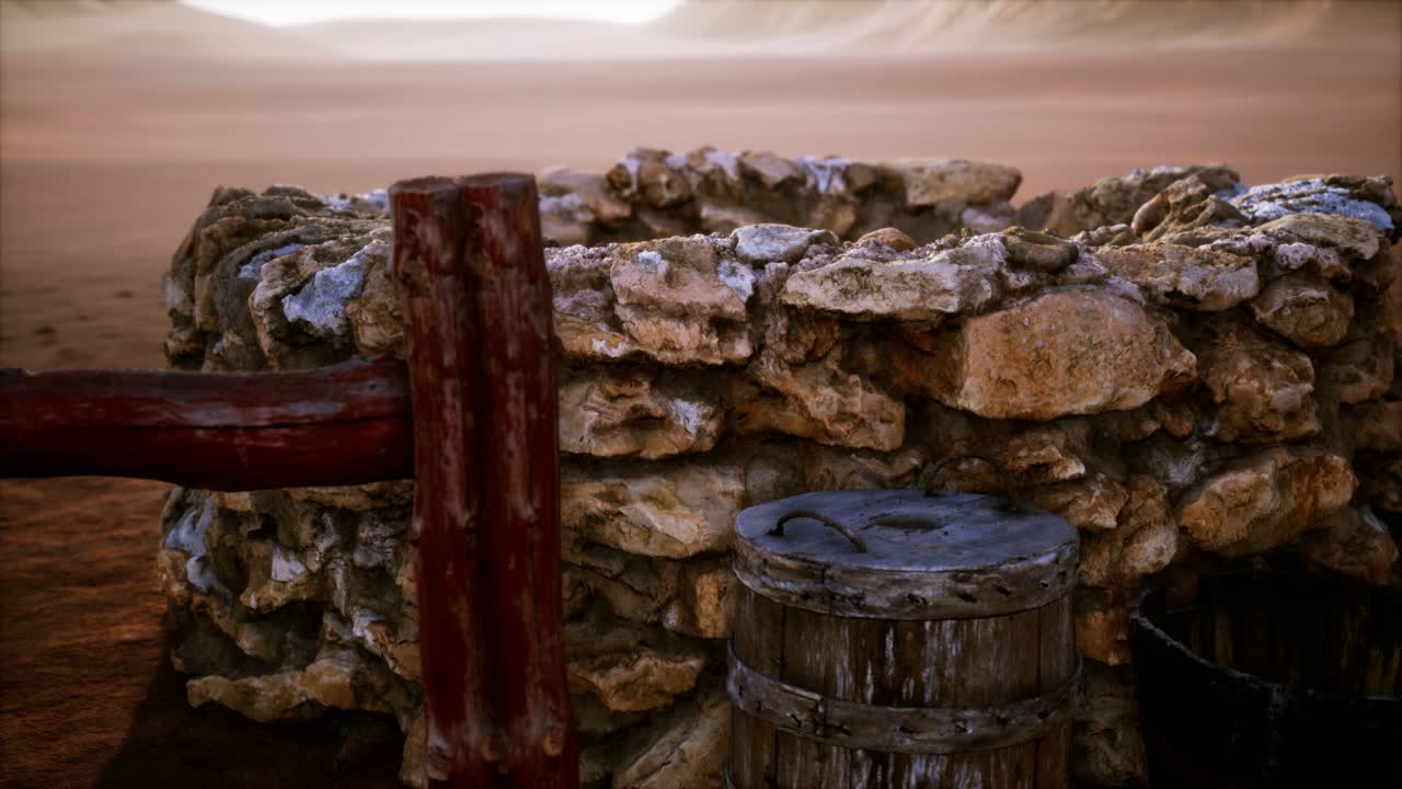 사막 의  ⁇ 은 돌 물 우물