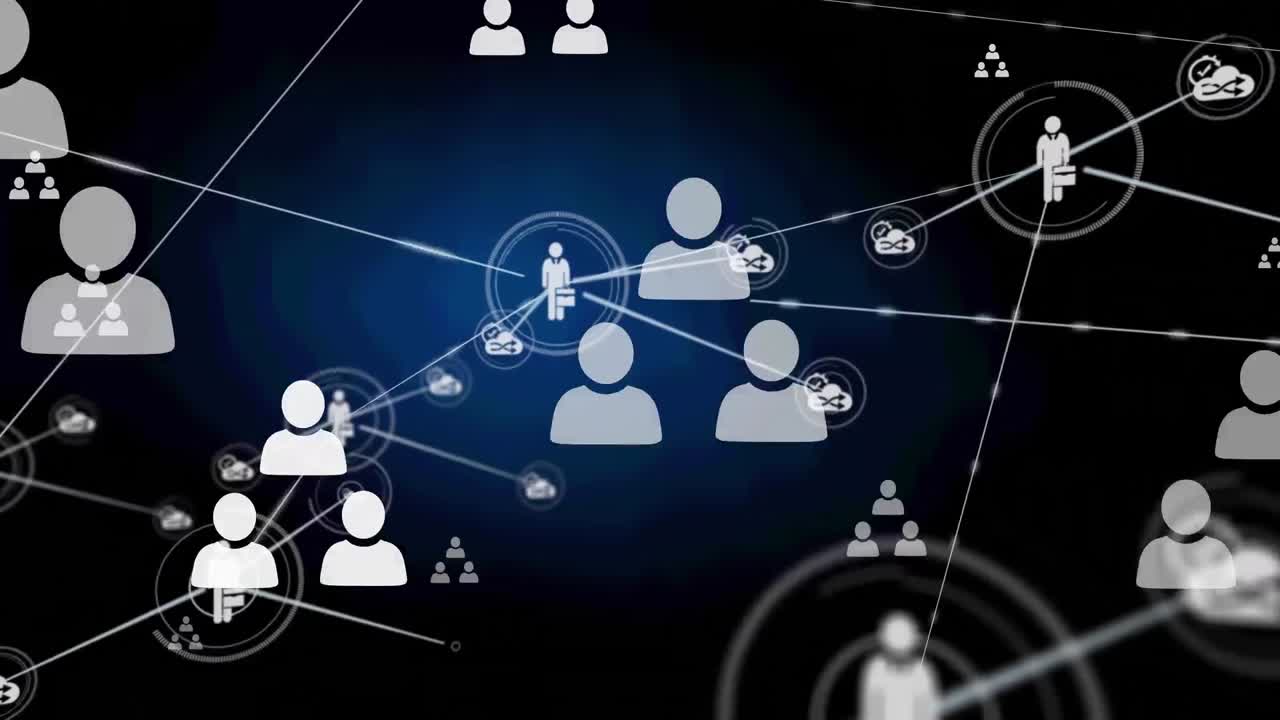 Animation of network of connections on black background